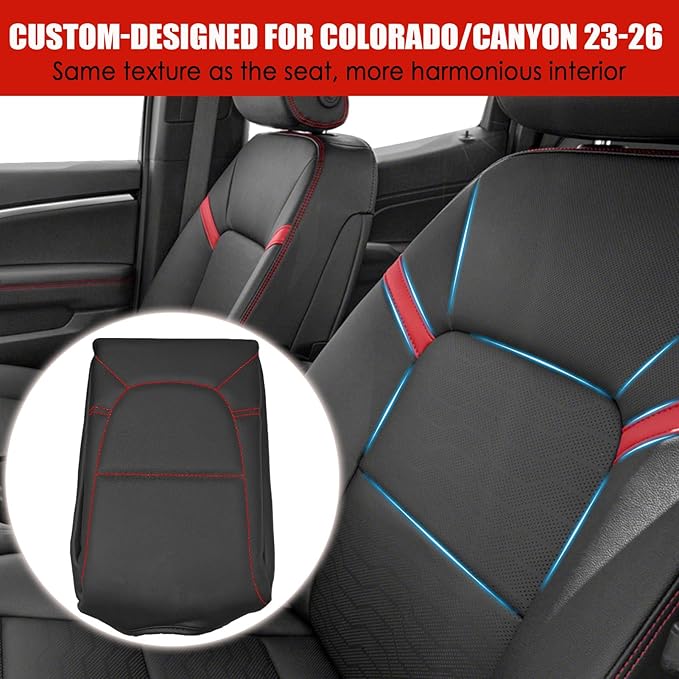Center Console Cover for Chevy Colorado/GMC Canyon - [Upgraded] Thick & Soft Armrest Cover for Colorado Canyon 2023 2024 2025 2026 Interior Accessories - Red Stitch