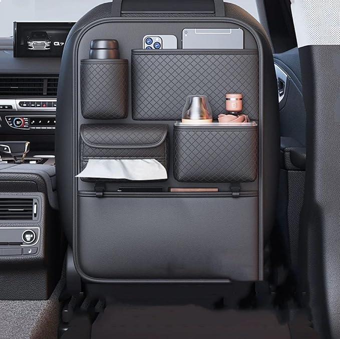 Car Seat Back Storage Bag for Ram ProMaster 2015-2025 2026 Back Seat Organizer With Cup Holder Tissue Box Kick Mat Protector Interior Accessories