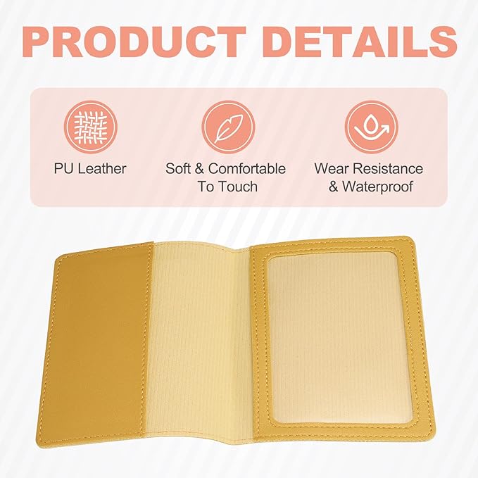 HARFINGTON Car Registration and Insurance Holder 5.51" x 4.13" PU Leather Vehicle Glove Box Organizer Storage Accessories Men Women Car ID Holder for License ID Card Bank Card, Yellow