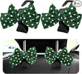 2 PCS Car Seat Headrest Hooks, Cute Bow Shaped Vehicle Backseat Storage Hooks, Leather Bow Shaped Sturdy Car Seat Back Hooks for Purses/Coats/Umbrellas, Car Accessories (Green Dot)