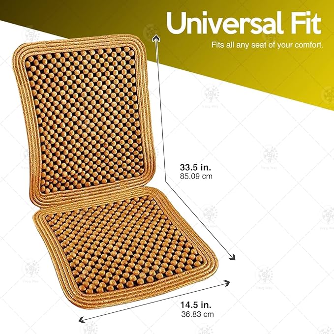VaygWay Wood Beaded Comfort Seat Cushion Seat Cover – 2 Pcs. Wooden Beaded Car Seat Cover – Natural Wood Double Strung Beads – Massage Comfort Cover Car Seat – Universal SUV Auto