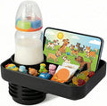 Car Seat Cup Tray - Silicone Travel Tray for Car Seat with Expandable Base for Fruit, Toys, Books Fits Most Cup Holders