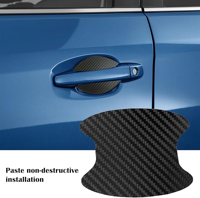 kingsea 4PCS Car Door Handle Scratch Protector, Removable Magnetic TPU 3D Carbon Fiber Texture Car Door Handle Paint Scratch Protector Sticker Universal (Style 7)