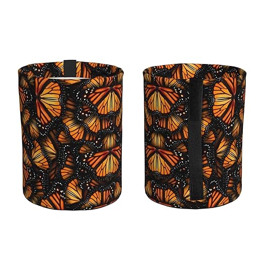 Orange Monarch Butterflies Car Trash Can Leak Proof Hanging Waterproof Garbage Can Multipurpose Trash Bin for Car SUV Front Seat Headrest Collapsible and Portable Storage Pocket