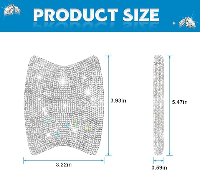 Mandark 8PCS Bling Car Door Handle Protector, Crystal Rhinestone Vehicle Door Bowl Protective Sticker, Glitter Anti-Scratch Auto Decor Decals Accessories, Universal for SUV, Sedan, Truck (White)