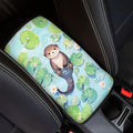Water Sloth Auto Armrest Seat Box Cover Dust-Proof Car Center Console Armrest Cushion Cover Pad Protector Decorative Cute Sloth Car Accessories for Most Vehicle SUV