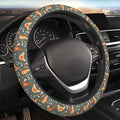Chicken Cartoon Flowers Steering Wheel Cover for Women Elastic Rubber Steering Wheel Universal 15 Inch Fit for Cars, Auto, SUVs