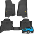 Cat® JustFit™ 3D Floor Mats for Jeep Wrangler 4XE 2021–2026 4-Door Custom Fit All Weather Floor Liners Heavy Duty Rubber Mats for 4XE Hybrid Jeep Wrangler Accessories for Full Interior Protection 4dr