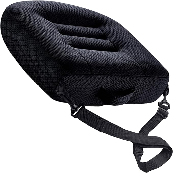 Universal Booster Seat Cushion with Adjustable Height, Breathable Mesh Portable Design with Straps, Improve Vision Improve Sitting Posture Stress Relief Driving Office Family Outdoor - Black