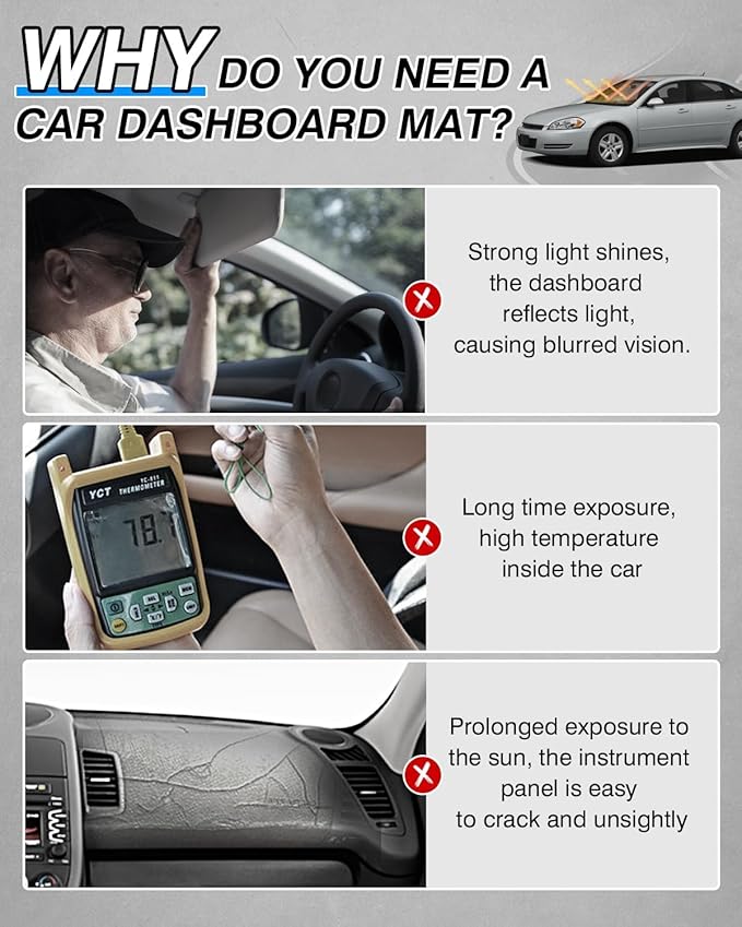 CARTIST Dash Cover Compatible with Chevy Impala 2006-2013/ Impala Limited 2014-2016 Accessories Dashboard Cover Mat Non-Slip Carpet Sunshield Glare UV Rays Protector