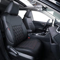 coverdream RAV4 Waterproof Leather Seat Covers Custom Fit for 2019-2024 2025 Toyota RAV4 LE,XLE,XLE Premium,Limited,Full Coverage,Airbag Compatible,Car Seat Protector(Full Set,Red/Black)