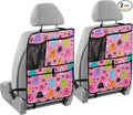 2 Pack Back Seat Car Organizer with Storage Pockets Kick Mats Back Seat Protector Hanging Car Organizer Automotive Seat Back Cover Organizers Hot Pink Halloween Ghost Snowflakes