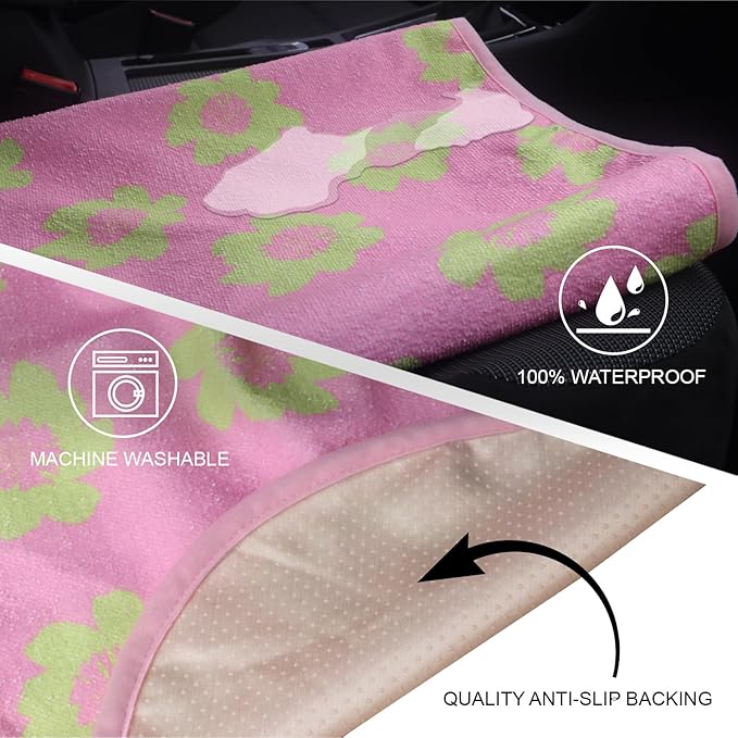 nbnhxnff Sweat Towel Car Seat Cover Protector Rear Seats for Gym Workout, Running, Swimming, Beach and Hiking, Waterproof Universal Seat Cover for Car, Trucks, Van&SUV(Pink Flower, 1pcs Rear Seat)