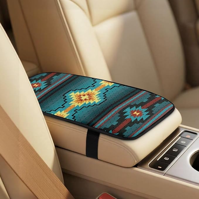 Psesaysky Aztec Design Car Accessories for Women Men, Breathable Car Seat Cover Protector with Seat Belt Shoulder Strap Pad, Armrest Cushion Protector for SUV Truck Sedan Van