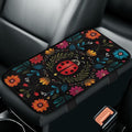 CLOHOMIN Cute Ladybug Center Console Armrest Cover for Car Sedan Van Flannel Car Armrest Cushion Winter Automobile Arm Rest Cushion Pad Flowers Auto Decoration Accessories