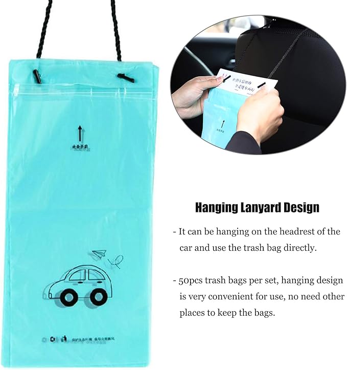 100PCS Car Trash Bag Rubbish Bin Bag Car Trash Bin Gag Disposable Container Bag for Auto Car Truck Vehicle Office Babyroom Bathroom Study Room