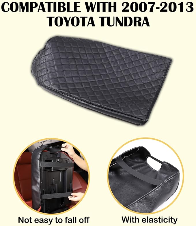 Armrest Box Cover, Center Console Armrest Cover Kit Compatible with Toyota Tundra 2007-2013 & Toyota Sequoia 2008-2015, Console Armrest Cushion Automotive Customized Console Armrest Cushion (leather)