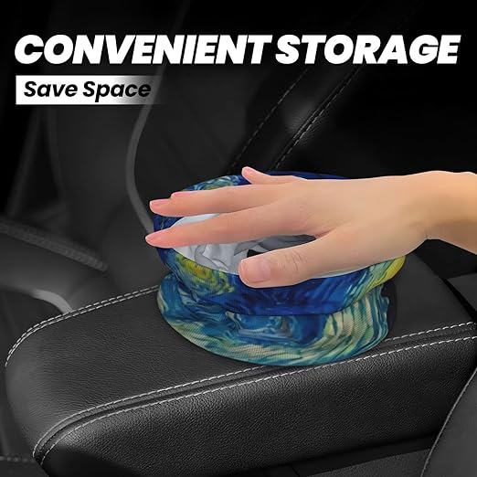 The Starry Night Van Gogh Car Trash Can Leak Proof Hanging Waterproof Garbage Can Multipurpose Trash Bin for Car SUV Front Seat Headrest Collapsible and Portable Storage Pocket