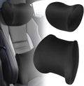 Black Memory Foam Car Seat Support Set, Headrest and Lumbar Cushion with Detachable Zipper Cover