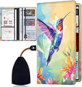 Car Registration Holder, PU Leather Vehicle Card Document Glove Box Organizer, Women Interior Auto Accessories Case for Cards, Driver License Car Insurance Holder, Colorful Hummingbird Abstract