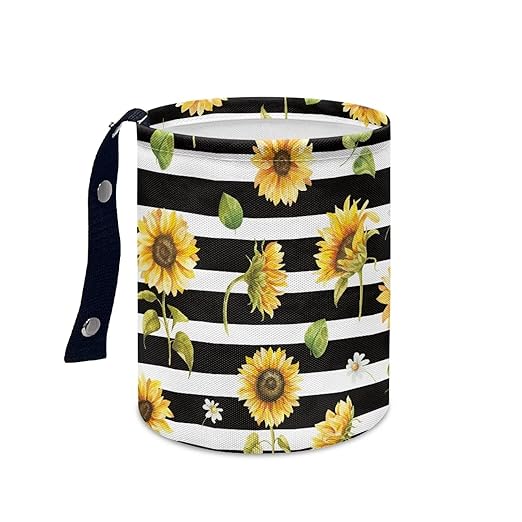 Brosoneto Hanging Portable Car Printed Sunflower Multipurpose Car Accessories Interior Universal Collapsible Back Seat, Front Console, Floor, or Hanging Headrest Waste Basket
