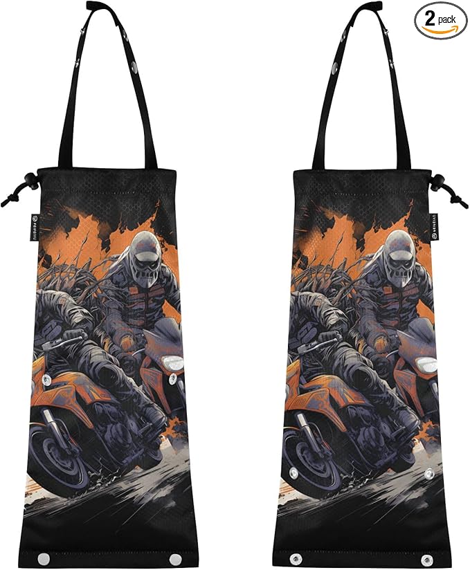 ALAZA Hanging Car Trash Bags Garbage Bag Trash Can for Back Seat Small Motorcycle Race 2 Washable Storage Bag Retractable 2 Pack