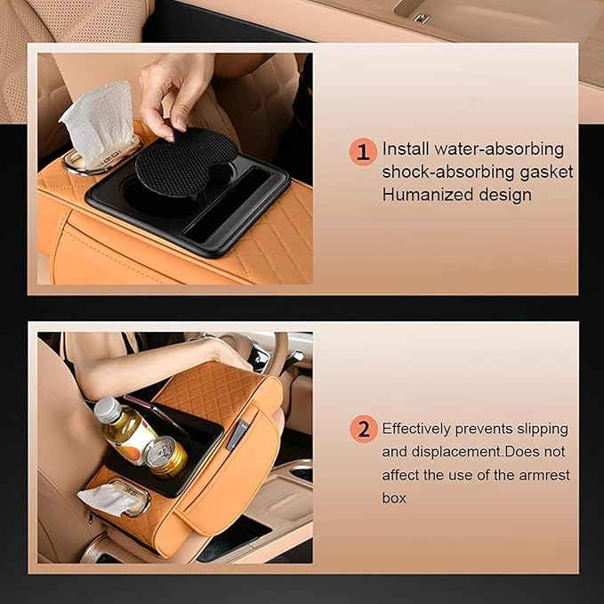 Car Armrest Cushion for Honda Pilot 2023 2024 2025, Leather Arm Rest Cover Center Console Armrest Pillow Armrest Storage Box Pad Multifunctional Accessories Interior Organizers,A/Black