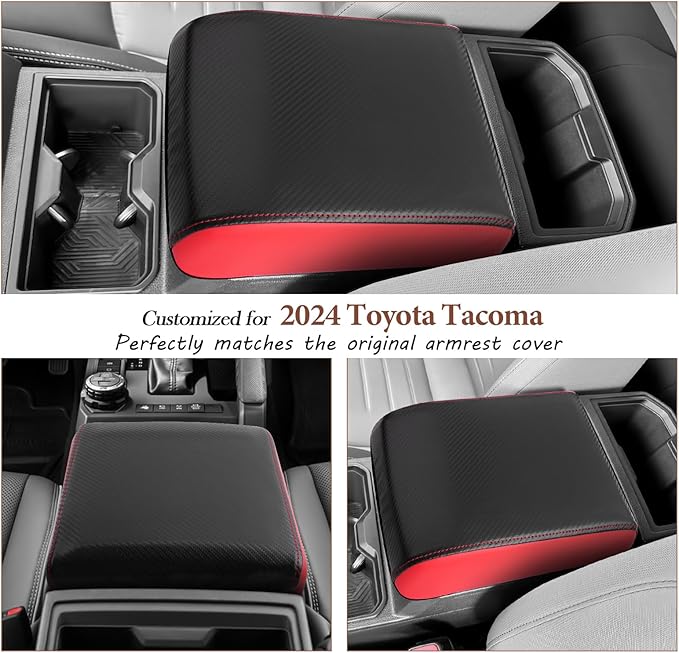 SKTU for 2024 2025 2026 Toyota Tacoma Center Console Cover 2024 2025 2026 Tacoma Armrest Cover 2024 2025 2026 Tacoma Center Console Pad Toyota Tacoma 2024 2025 2026 Accessories Console Cushion (Red)