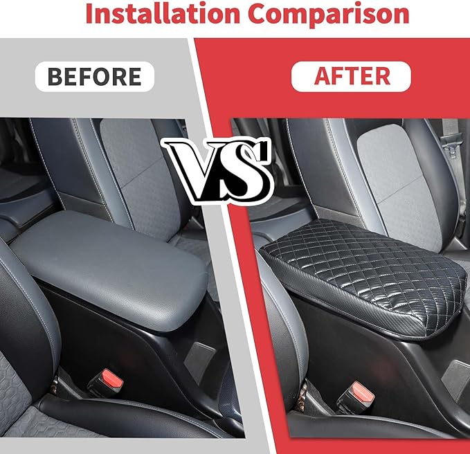 Jimen Center Console Cover Compatible with Chevrolet Colorado/GMC Canyon 2014-2022, Armrest Cushion Pad Cover, PU Leather (Carbon Fiber)