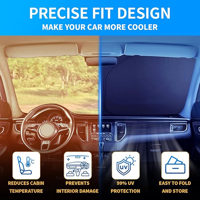 Thickened 2-Layer Front Windshield Sun Shade Compatible for Toyota Corolla Cross 2022-present, Foldable Custom Fit Sunshade Blocks 99% Heat, Keeps Car Interior Cool (for Corolla Cross 2022-present)