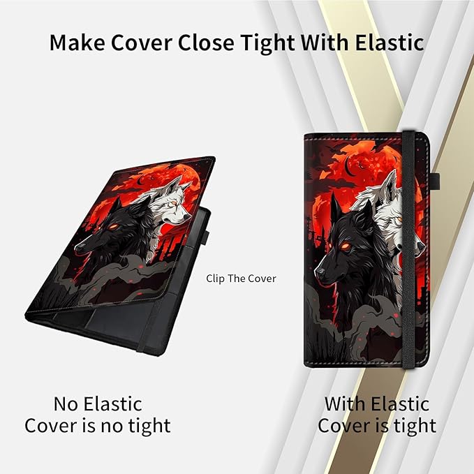 RAUEDWDJS Car Registration and Insurance Holder,Leather Vehicle Glove Box Organizer Wallet Case for Driver's License,ID Key Information Cards-Moonwolf