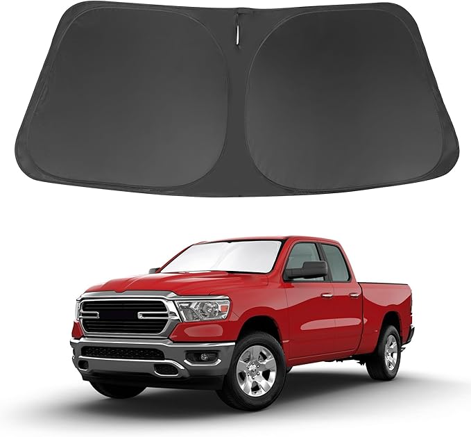 Windshield Sun Shade for 2019-2024 2025 Dodge RAM 1500 Accessories CrewCab,MegaCab Pickup,2Dr RegularCab,4Dr QuadCab Custom Fit Foldable Sunshade