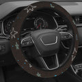 Cute Steering Wheel Cover for Women, Machine Washable Universal 14.5-15.5 inch Non-Slip Grip All Weather Use (Brown Leopard Stars)