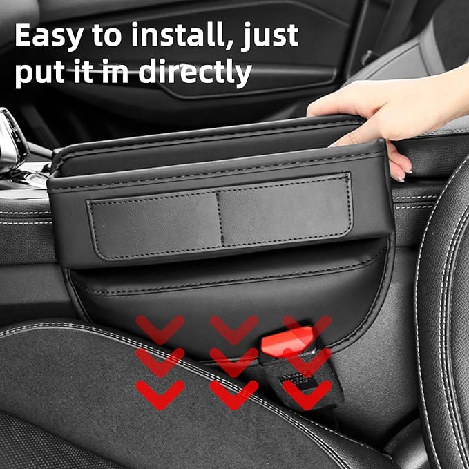 AutoCabins 2 Pack Premium Car Seat Gap Filler Organizer - Universal Storage Box with Card Slots for Phones/Keys/Glasses, Fits Cars, SUVs & Trucks (Coffee-colored)