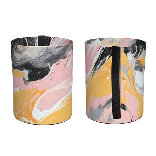 Yellow Pink Grey Marbles Car Trash Can Garbage Cans Foldable,Cute Hanging Car Organizer and Storage Bag Leak Proof, Auto Back Seat Trash Bin Universal for Truck, SUV, Outdoor Travel