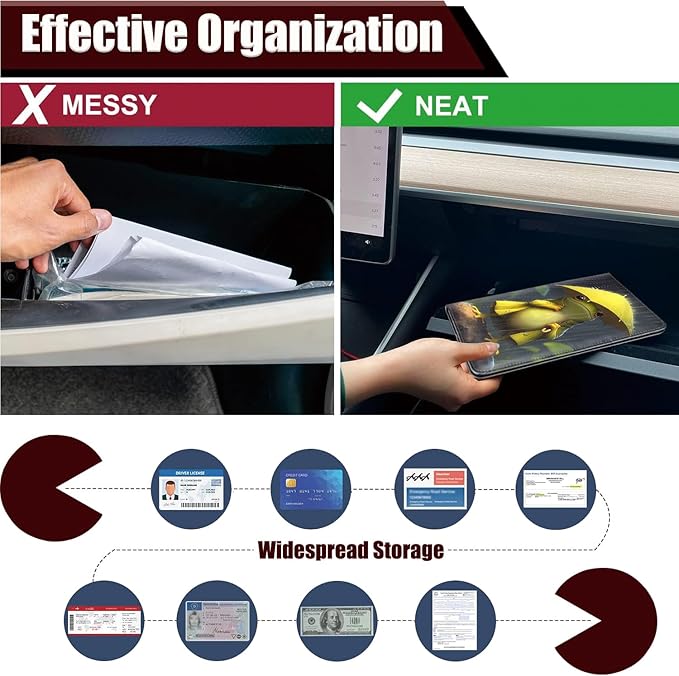 Car Registration and Insurance Holder, PU Leather Auto Document Holder for Men&Women, Vehicle Glove Box Compartment Organizer with Magnetic Shut for Driver's License, Frog Holding Umbrella Pattern
