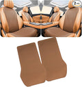 ontto 2 PCS Car Seat Back Lumbar Cushions for Driving Universal Car Seat Protector with Buckle Fixing,Non-Slip Backing Will Not Leave Imprint,Ventilated PU Leather Seat Mat,Light Brown