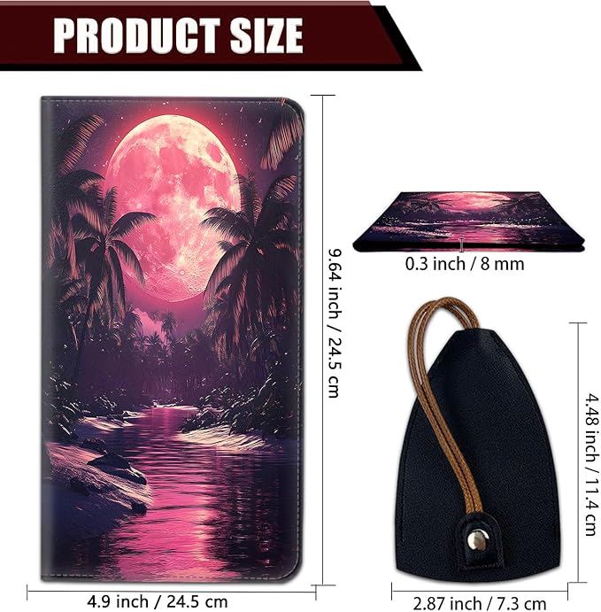Car Document Holder with Magnetic Shut, Car Registration and Insurance Card Holder, Vehicle Glove Box Organizer Documents, Driver License, Auto Paperwork Organizer Wallet, Under Pink Moonlight Pattern