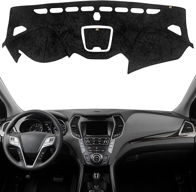 KEYOOG Dashboard Cover Dash Mat Fit for Hy-undai 2018-2013 Santa Fe,Santa Fe Sport (Without HUD Models),Car Dash Board Mat Anti-Glare Carpet,Non-Slip Pad Sunshield Protector (Flannel)