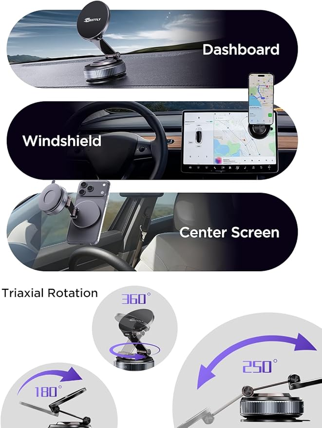 MSXTTLY Car Phone Holder Magnetic Phone Mount for Car 360°Adjustable 2026 Phone Holders for Your Car Travel Gifts Cell Phone Car Mount Compatible for iPhone 17 Pro Max 16 15 14 13 12 Air Plus