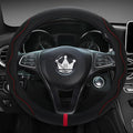 Luxury Suede Steering Wheel Cover for Cars, Soft Leather Padded Wheels Cover for Sedan, SUV, Thin Car Handle Cover, Universal Fit, Anti Slip, 14.75-15.15in, Black