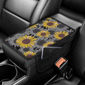 Dreaweet Sunflower Print Center Console Armrest Cover with Side Pockets Universal Armrest Cover for Car Truck SUV Van,Soft Non-Slip Car Arm Rest Cover Pad