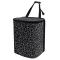 Black Leopard Car Trash Can with Lid, Cute Leakproof Car Trash Garbage Bag Hanging Vehicle Trash Bin Small Portable Automotive Garbage Cans Organizer for Back/Front Seat/Console