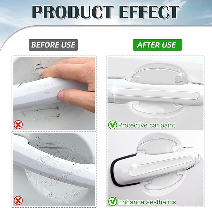 8Pcs Transparent Car Door Handle Scratch Protector Door Handle Protector Waterproof and Scratch Resistant Paint Protection Pad Suitable for Most Car (Door Handle Protector)