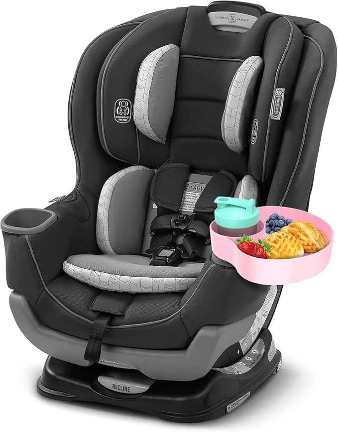 Car Seat Snack Tray for Kids: Kids Car Tray with Cup Holder, 1PCS Toddlers Road Trip Essential, Travel Snacks Food Plate Cup Holder (Pink)