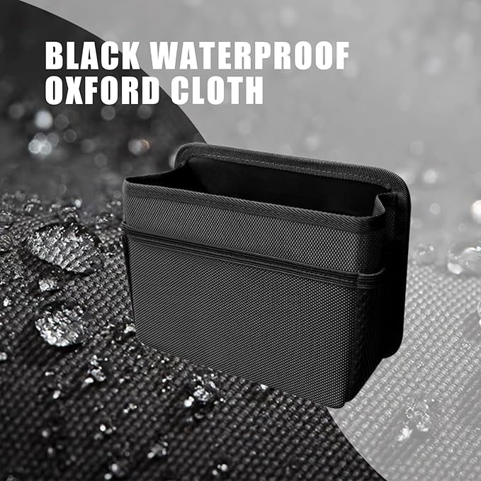 Car Trash Can, Foldable Mini Car Trash Can with 1 Roll Garbage Bag, Hanging Vehicle Garbage Organizer Holder, Automotive Interior Accessories Waterproof Storage Box (Black)