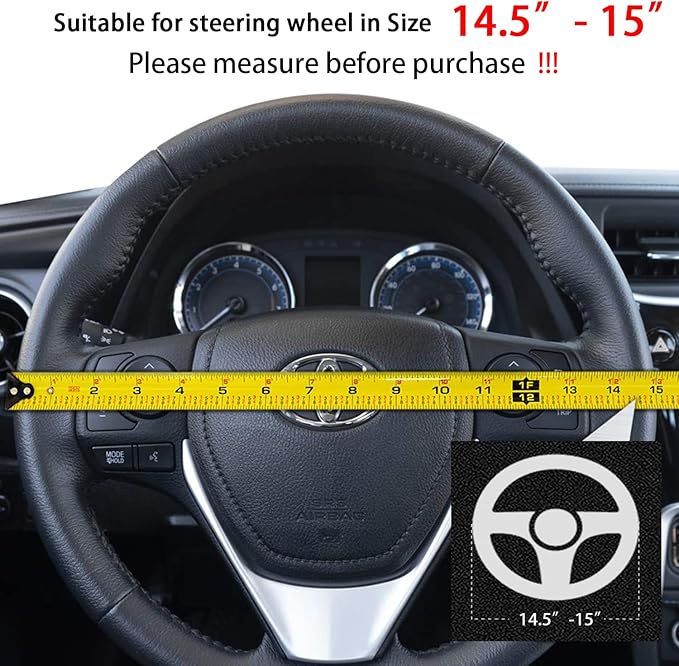 Suede Steering Wheel Cover,Compatible with BMW 530 E90 X3 Suede Leather Sport Non-Slip Wheel Cover Car Interior Accessories 15 inch for Man and Women