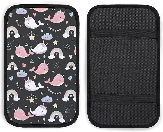 PPIKTC Center Console Cover Narwhals, Waterproof Armrest Pad Cover for Car SUV, Universal Vehicle Accessory