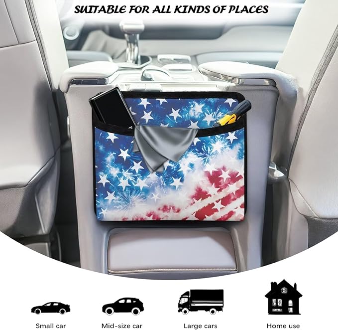Renewold Fashion American Flag Car Side Pocket Organizer Small Pocket Bag Phone Coin Sunglasses Holder Storage Tray for Car Back Front Seat Door Window Console Universal Car Organizer Pouch