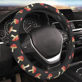 Cute Mushroom Steering Wheel Cover Women Men Elastic Stretch Soft Car Wheel Protector Universal Breathable No-Slip Car Accessories for Truck Van SUV Auto Fit 14-15 Inches